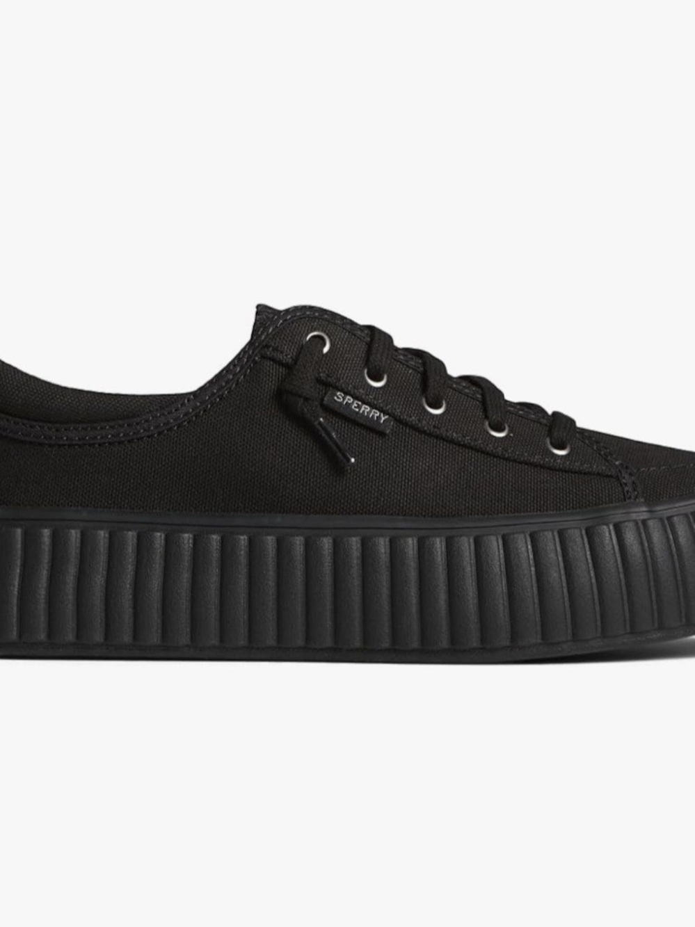 Sperry PierWave Black Canvas Platform Lace-Up Sneaker
